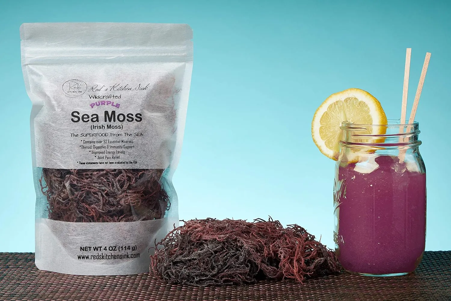 Purple Sea Moss | Irish Moss | Wildcrafted from St. Lucia | 100% Natural | Makes Over 50oz Seamoss Gel - 4oz
