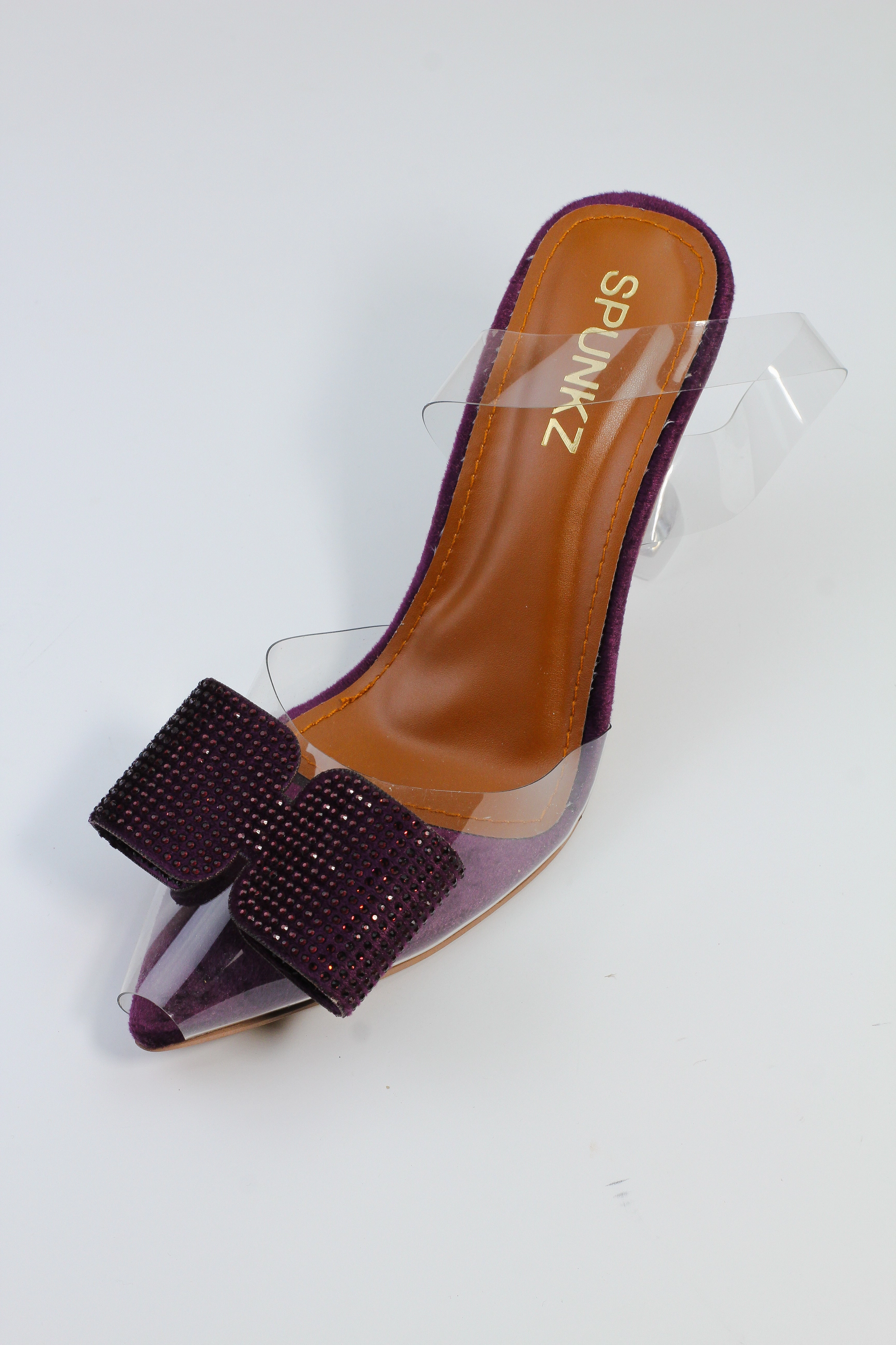 Purple Romeo Rhinestone Embellished Bow Slingback Heel-11085