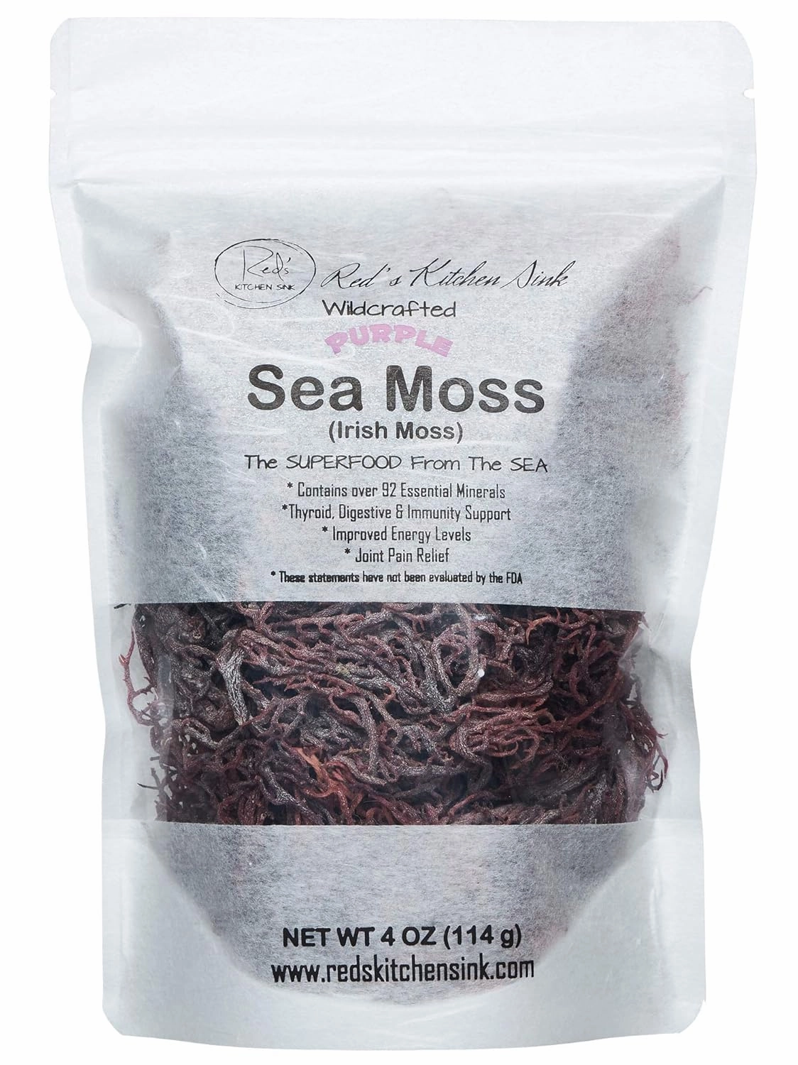 Purple Sea Moss | Irish Moss | Wildcrafted from St. Lucia | 100% Natural | Makes Over 50oz Seamoss Gel - 4oz