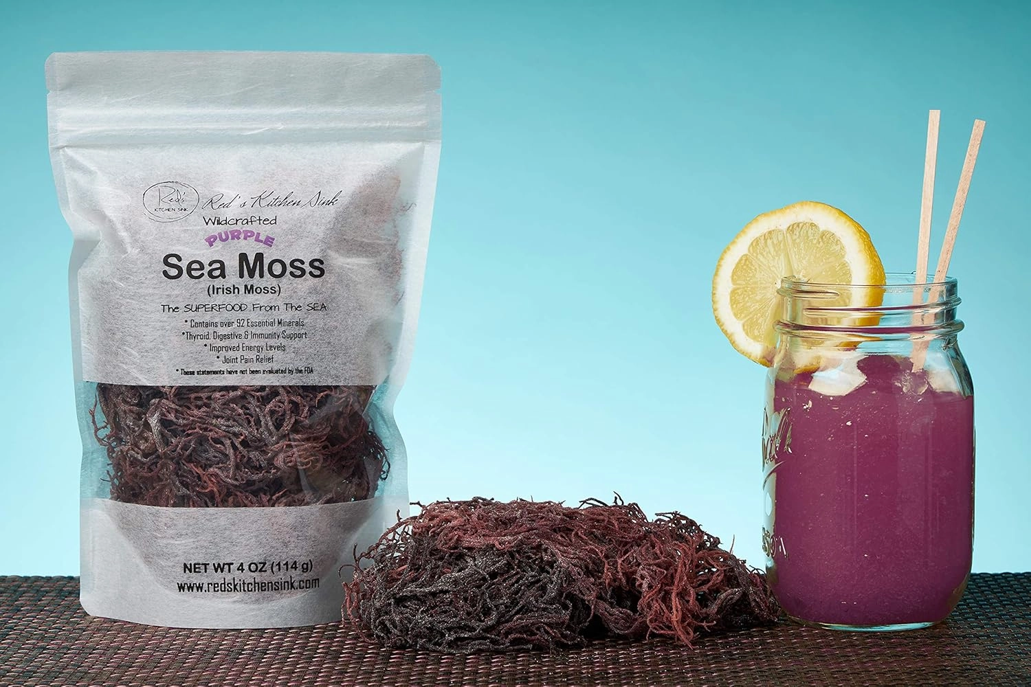 Purple Sea Moss | Irish Moss | Wildcrafted from St. Lucia | 100% Natural | Makes Over 50oz Seamoss Gel - 4oz