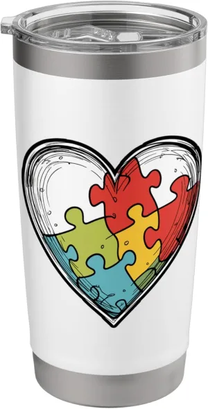 Puzzle Piece Heart Inclusion Symbol Stainless Steel Insulated Tumbler