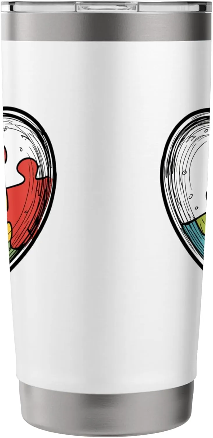 Puzzle Piece Heart Inclusion Symbol Stainless Steel Insulated Tumbler