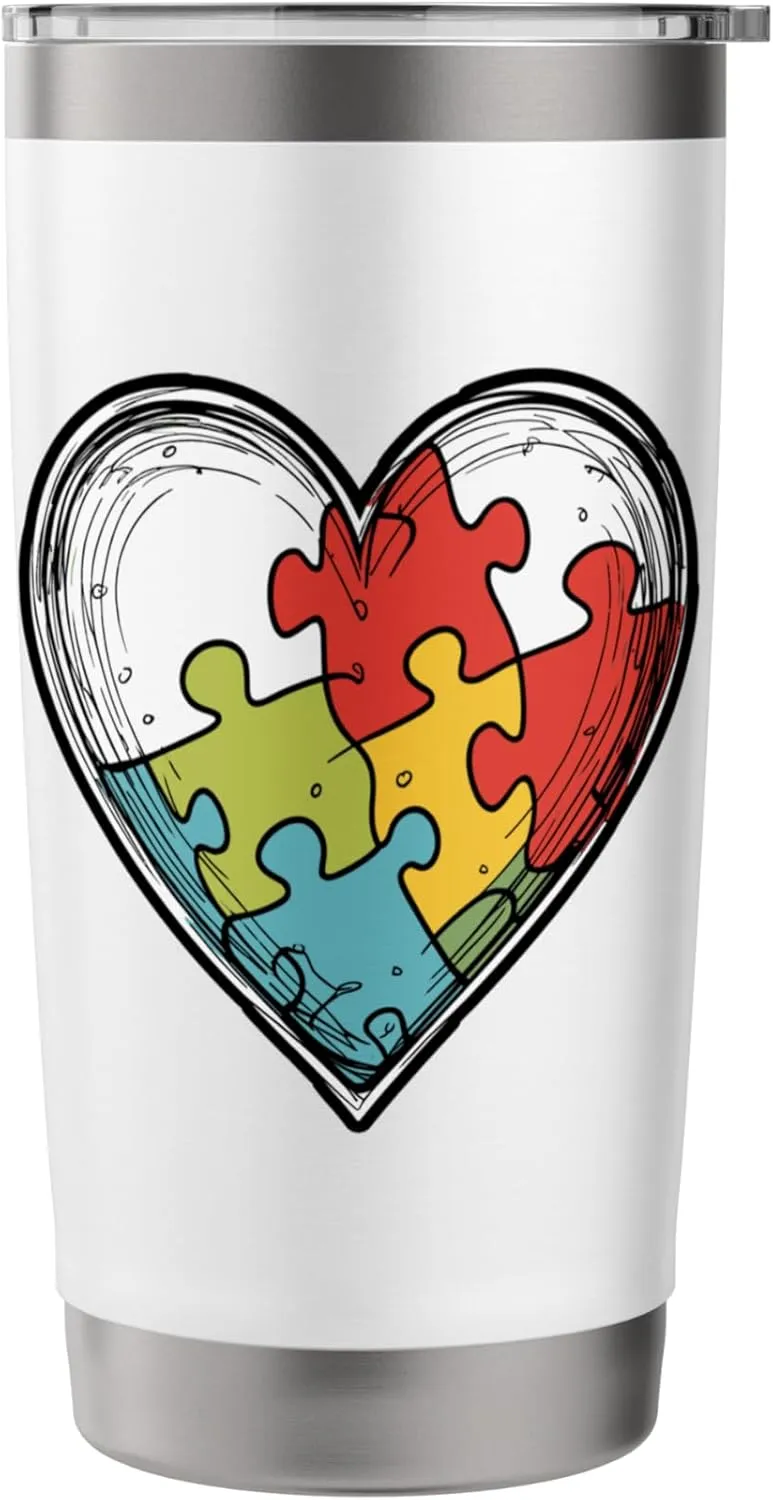 Puzzle Piece Heart Inclusion Symbol Stainless Steel Insulated Tumbler