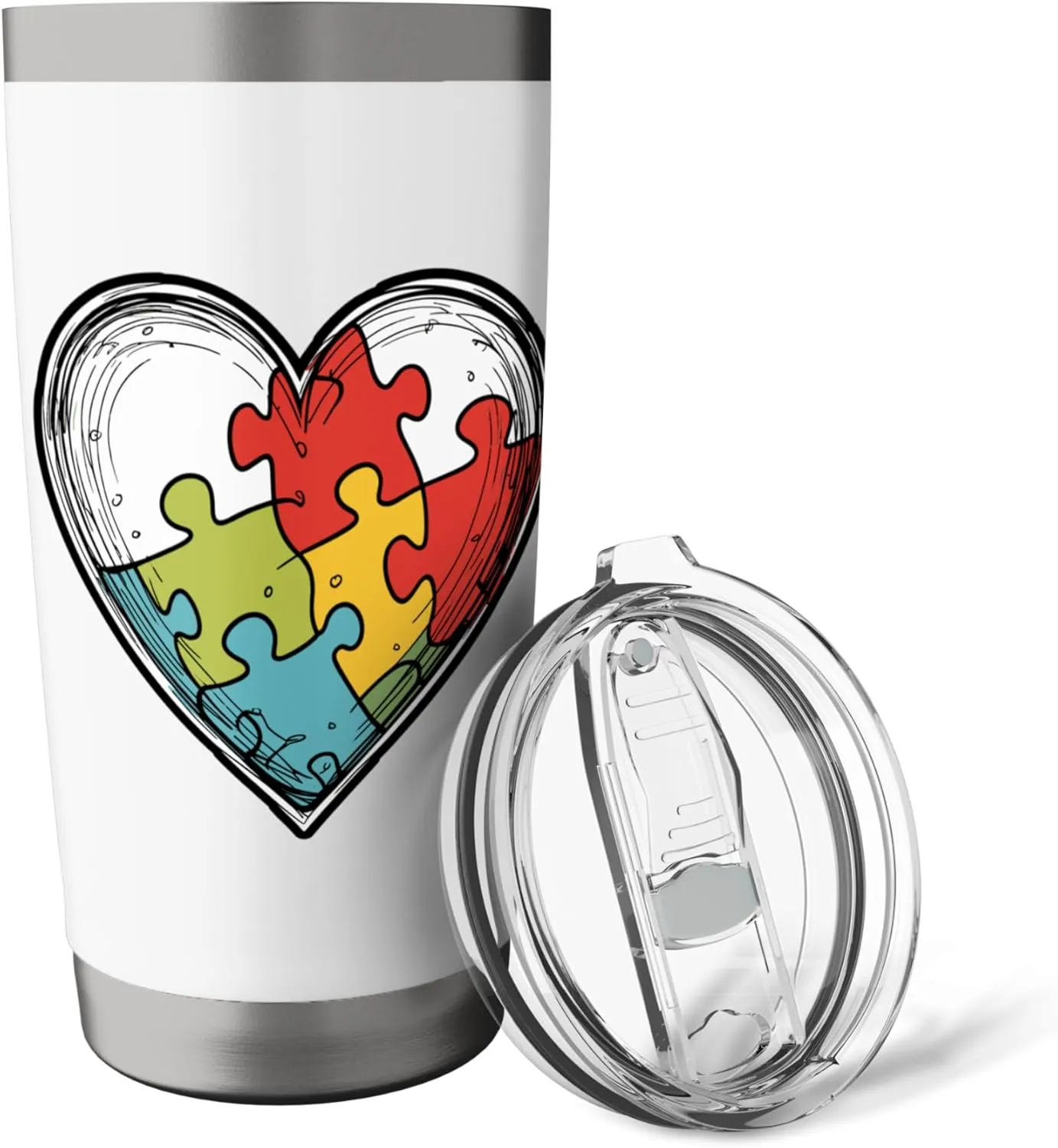 Puzzle Piece Heart Inclusion Symbol Stainless Steel Insulated Tumbler