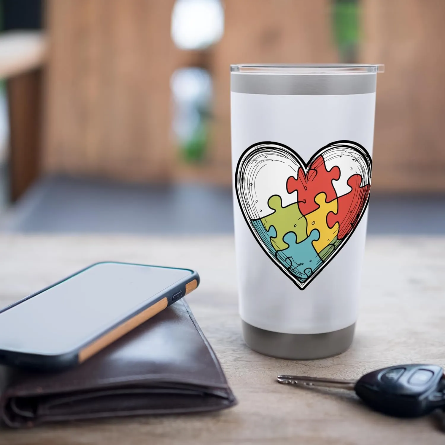 Puzzle Piece Heart Inclusion Symbol Stainless Steel Insulated Tumbler