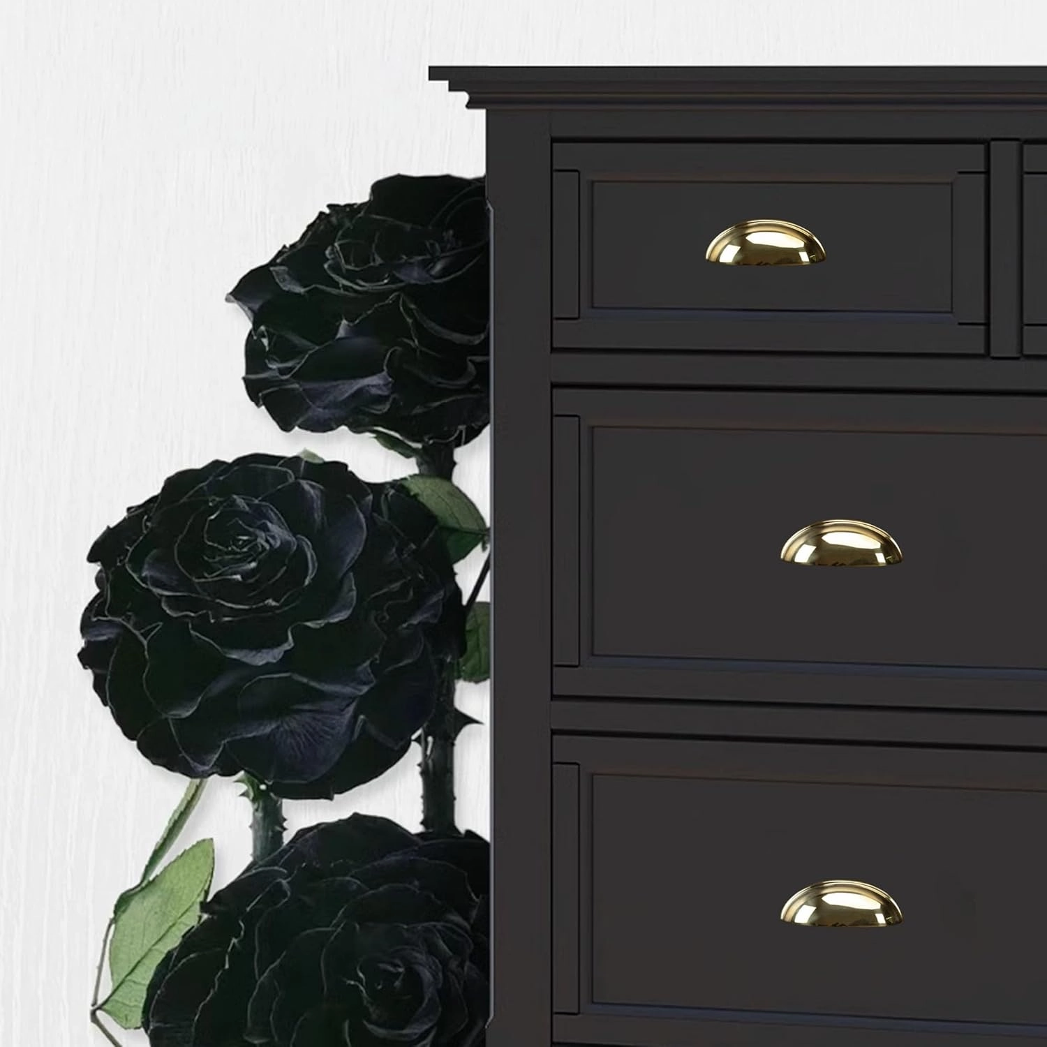 QOGRISUN 5-Pack Unlacquered Brass Cabinet Cup Pulls, Gold Bin Cup Drawer Dresser Handles, 3-Inch Hole Center, Kitchen Cupboard Hardware,Lead-Free Polished Brass Finish