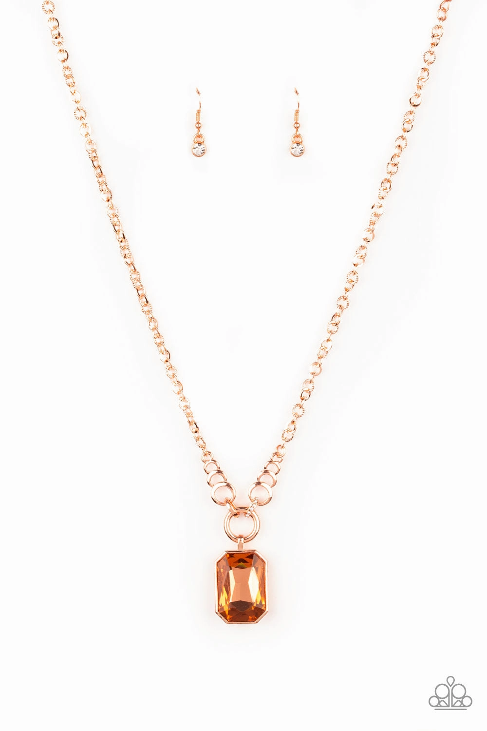 QUEEN BLING - COPPER LARGE RHINESTONE SOLITAIRE NECKLACE