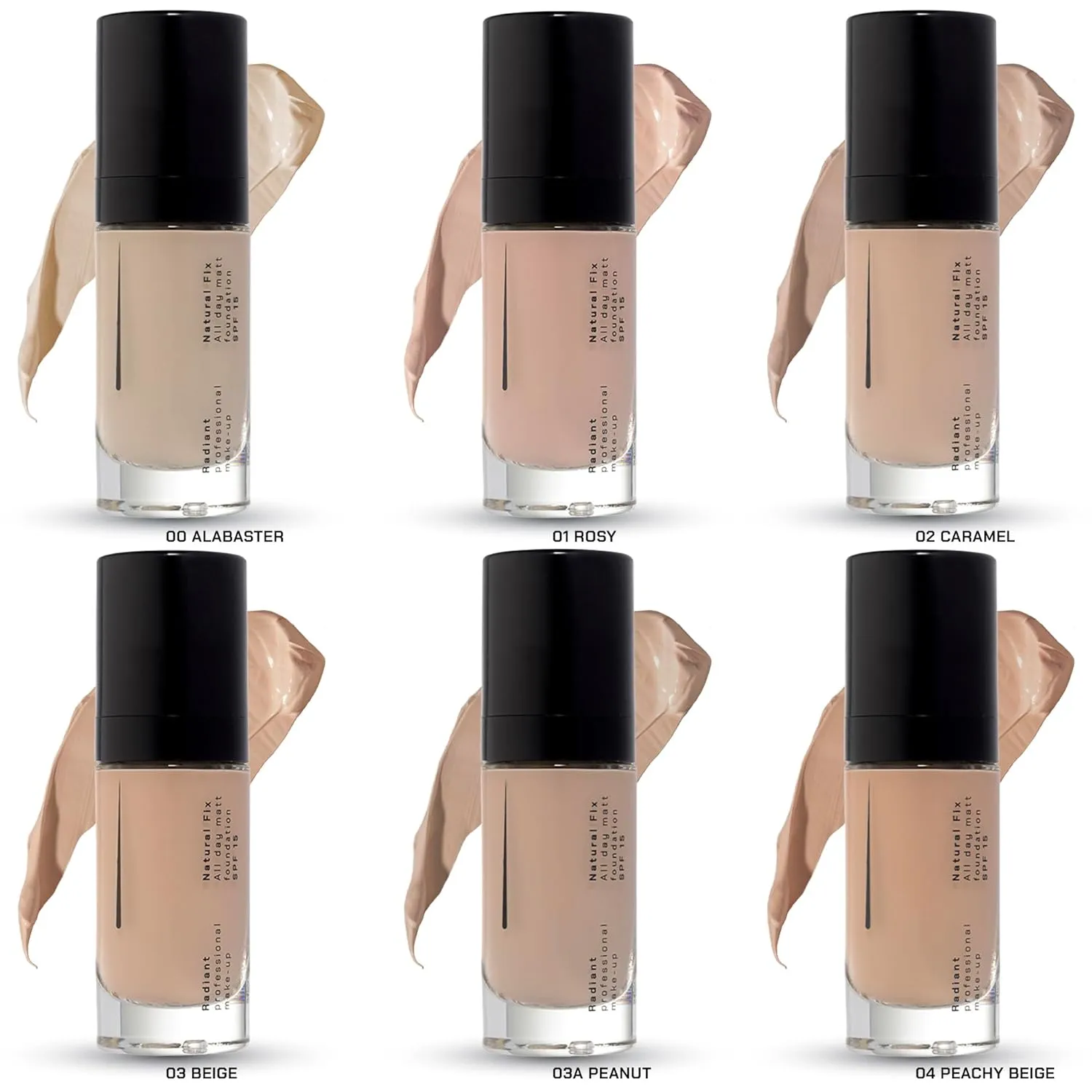 Radiant Professional Natural Fix All Day Matte Cream Foundation - Long Wear High Coverage Face Makeup Foundation With SPF 15 - Oil Free Matte Finish - For All Skin Types-1.01 oz. (3A Peanut)