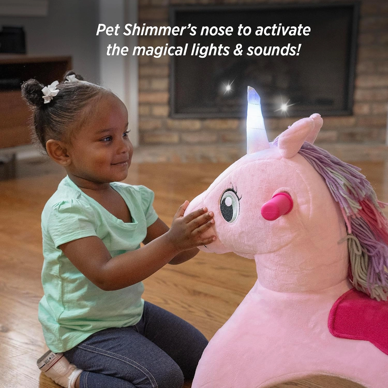 Radio Flyer Shimmer The Magical Unicorn with Interactive Lights and Sounds, Ride On Toy for Toddlers Ages 1-3, Pink Unicorn Toy for Kids