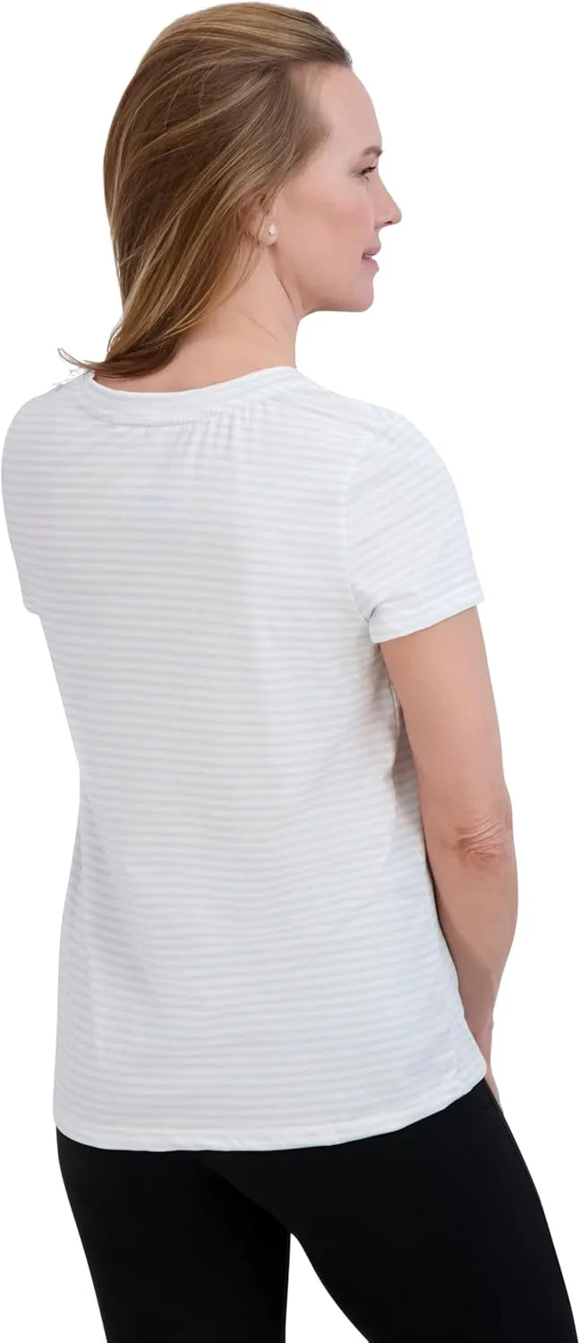 Rae Dunn Women's Short Sleeve Crew Neck Artist Tee Relaxed Fit Full Length Tshirt