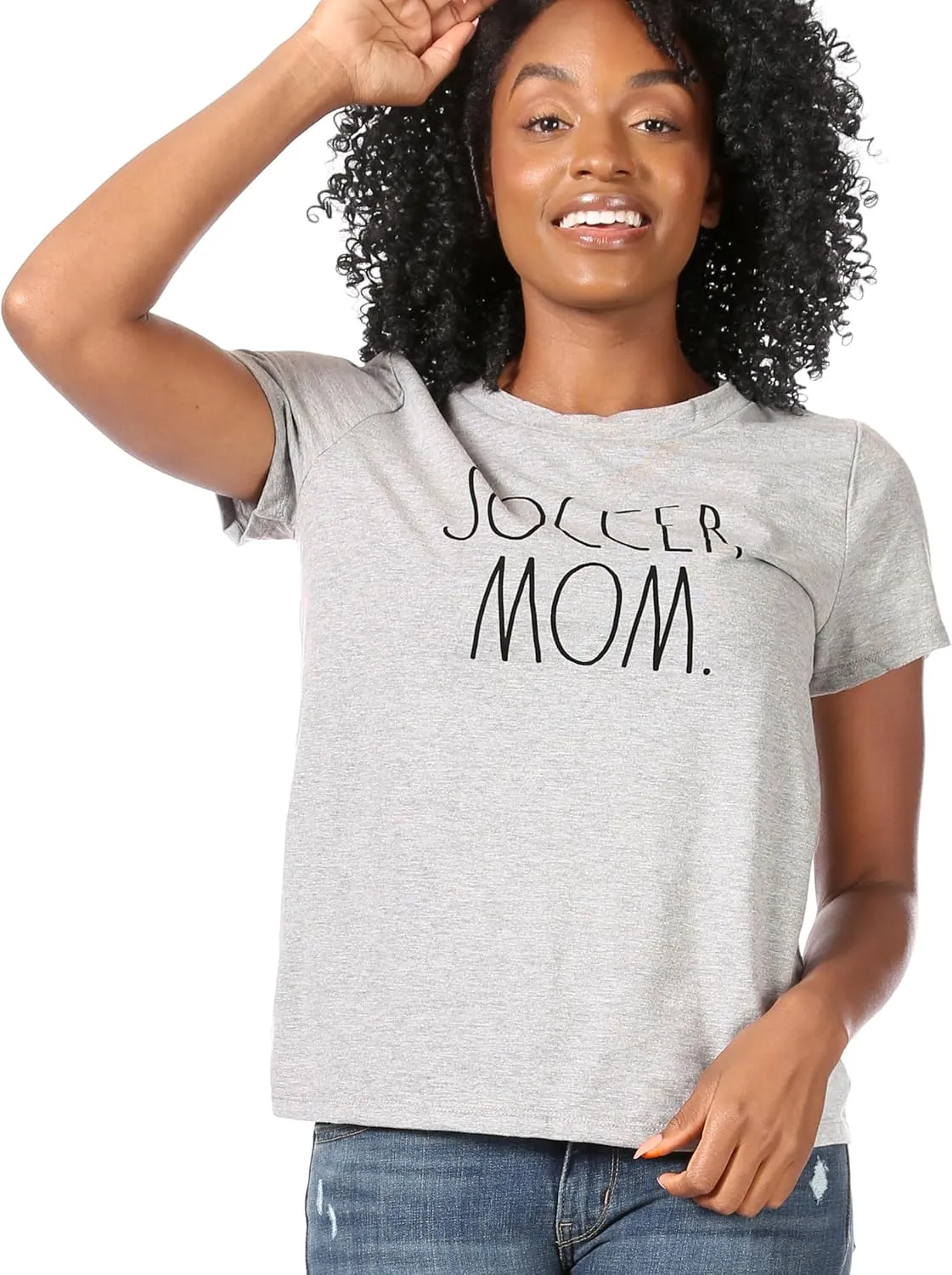 Rae Dunn Women's Short Sleeve Crew Neck Artist Tee Relaxed Fit Full Length Tshirt