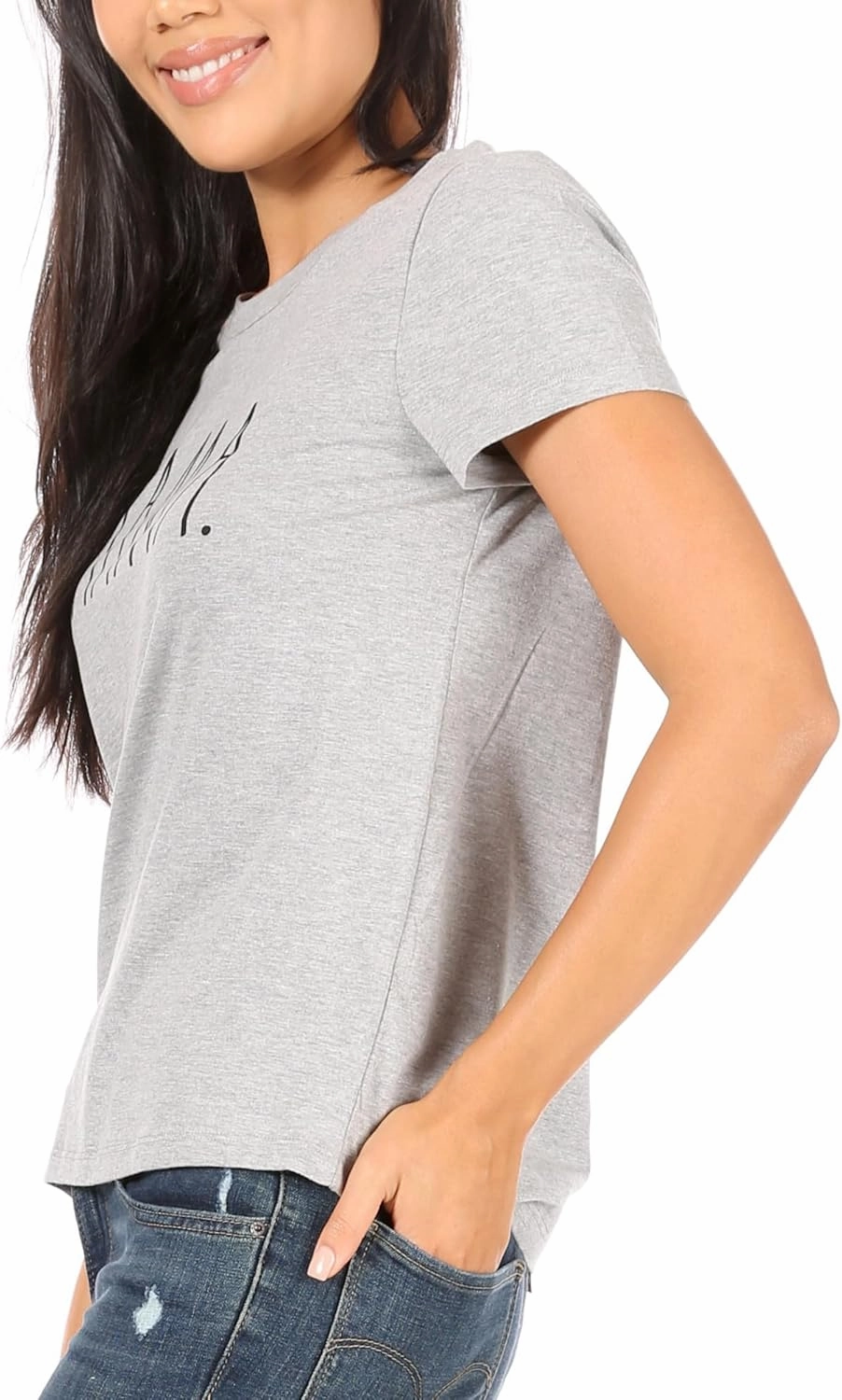 Rae Dunn Women's Short Sleeve Crew Neck Artist Tee Relaxed Fit Full Length Tshirt