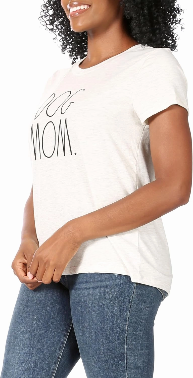 Rae Dunn Women's Short Sleeve Crew Neck Artist Tee Relaxed Fit Full Length Tshirt