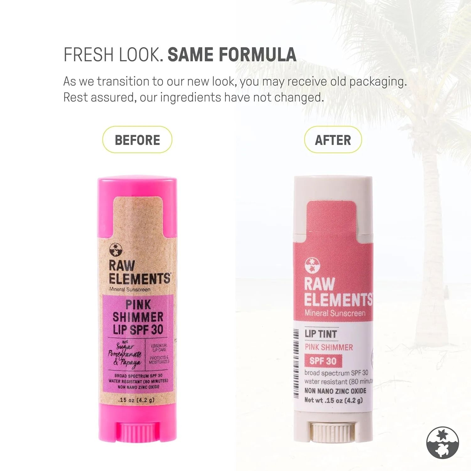 Raw Elements Organic Pink Lip Shimmer Zinc Oxide SPF 30 , 0.15 oz (Pack of 3)
