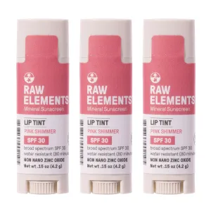 Raw Elements Organic Pink Lip Shimmer Zinc Oxide SPF 30 , 0.15 oz (Pack of 3)