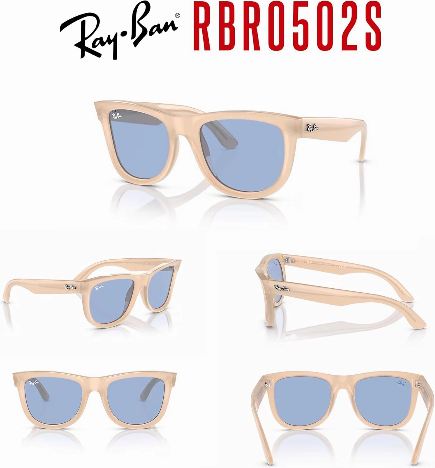 Ray-Ban Wayfarer Reverse RBR0502S Square Sunglasses for Men for Women   BUNDLE With Designer iWear Complimentary Eyewear Kit