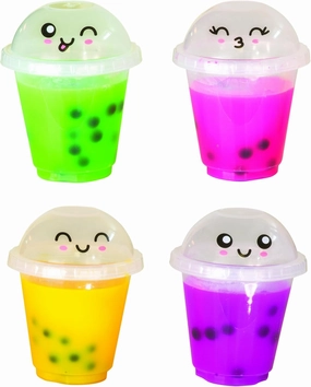 Raymond Geddes Anime Boba Tea Slime Toy - (Pack of 12) - Relaxing Boba Toys with 4 Colors - Soft and Stretchy Fun Slime Toys