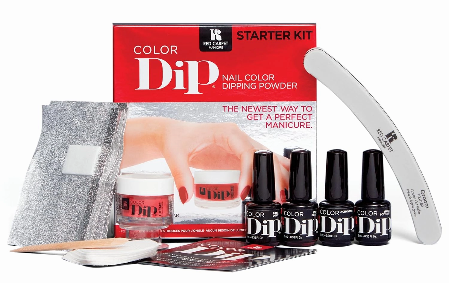 RC Red Carpet Manicure Dip Nail Powder Starter Kit - No UV/LED Needed, Long-Lasting, Non-Irritating, Odorless, Vibrant, Up to 21 Days Wear, Easy DIY Manicure at Home.