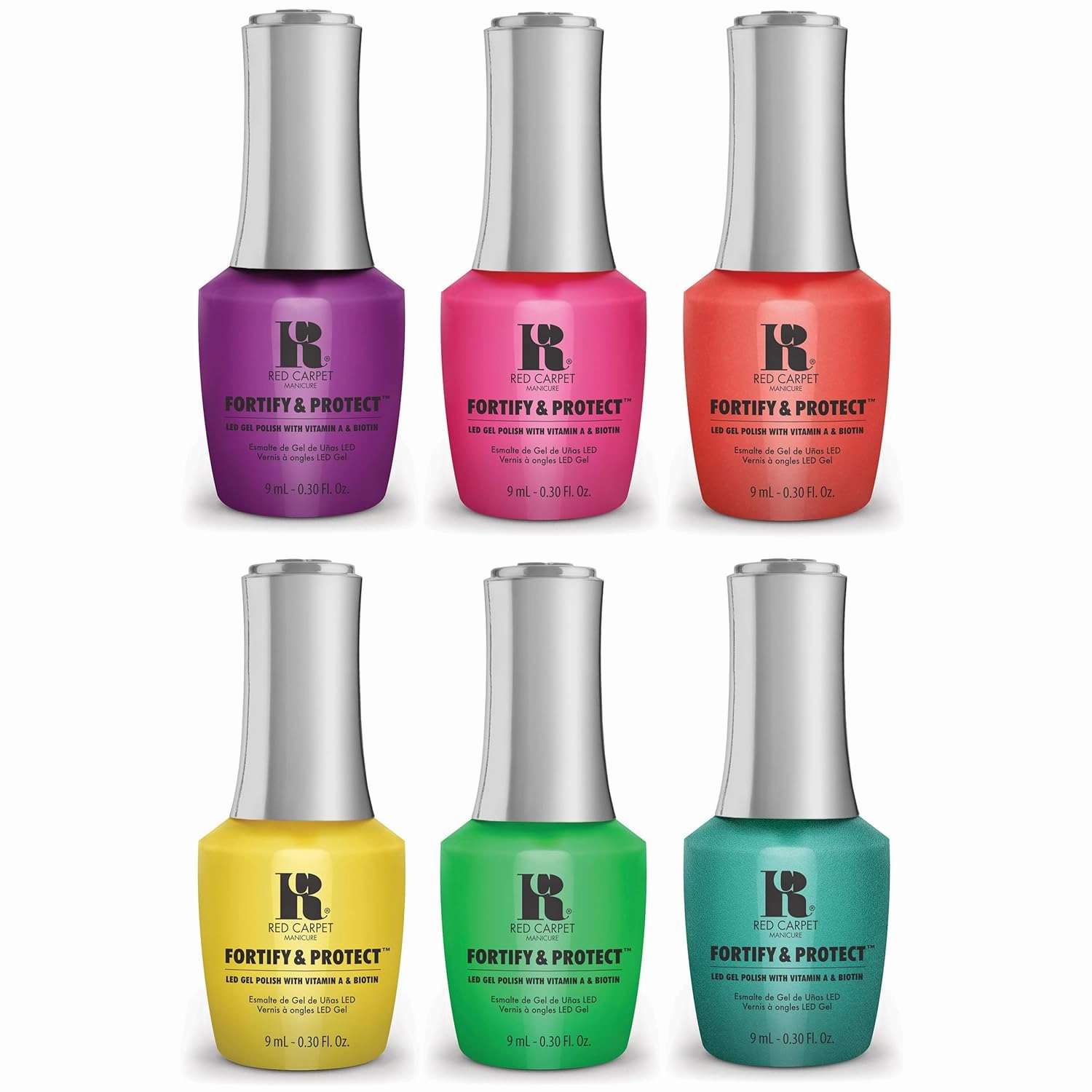 RC Red Carpet Manicure Kit 2 Fortify & Protect Bundle Brights - Soak Off Gel Polish for Long-Lasting, Vibrant, Professional Quality, High Shine, Chip-Resistant.