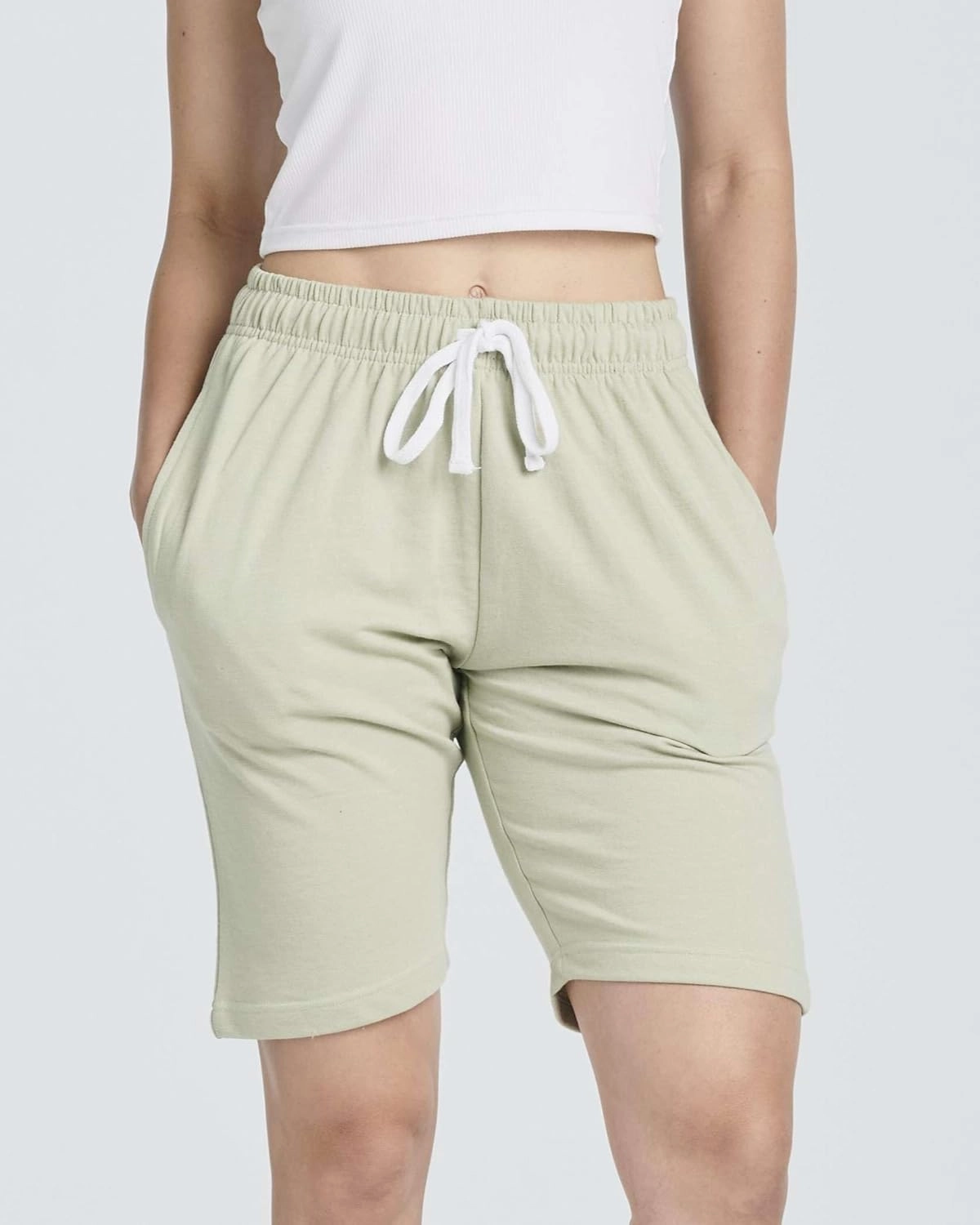 Real Essentials 3 Pack: Womens Cotton Terry Jersey 9" Bermuda Shorts Pockets-Casual Lounge Yoga (Available in Plus Size)