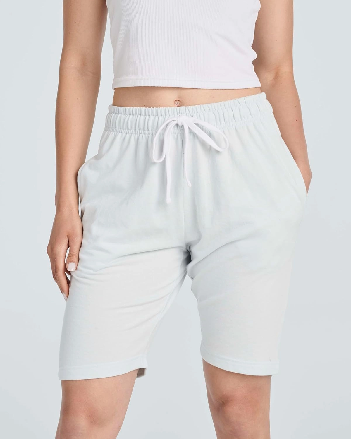 Real Essentials 3 Pack: Womens Cotton Terry Jersey 9" Bermuda Shorts Pockets-Casual Lounge Yoga (Available in Plus Size)