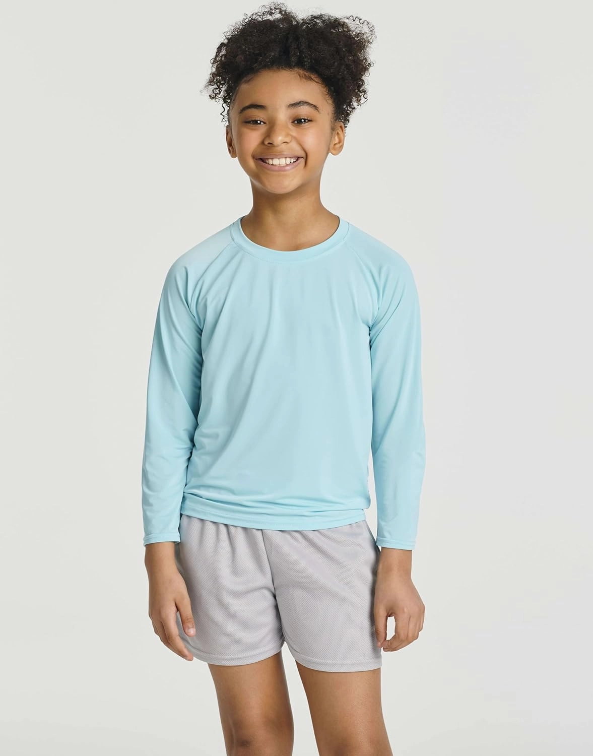 Real Essentials 4 Pack: Girls Long Sleeve Rash Guard Shirt - Swimwear UPF Sun Protection Swim Top (Ages 4-16)