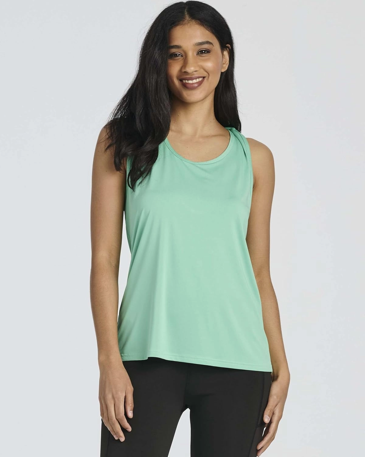 Real Essentials 5 Pack: Women's Crossback Keyhole Open Back Workout Tank Top Dry-Fit Sleeveless Yoga Gym (Available in Plus)