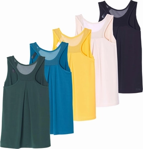 Real Essentials 5 Pack: Women's Racerback Workout Tank Top Mesh Back Dry-Fit Sleeveless Running Gym (Available in Plus Size)