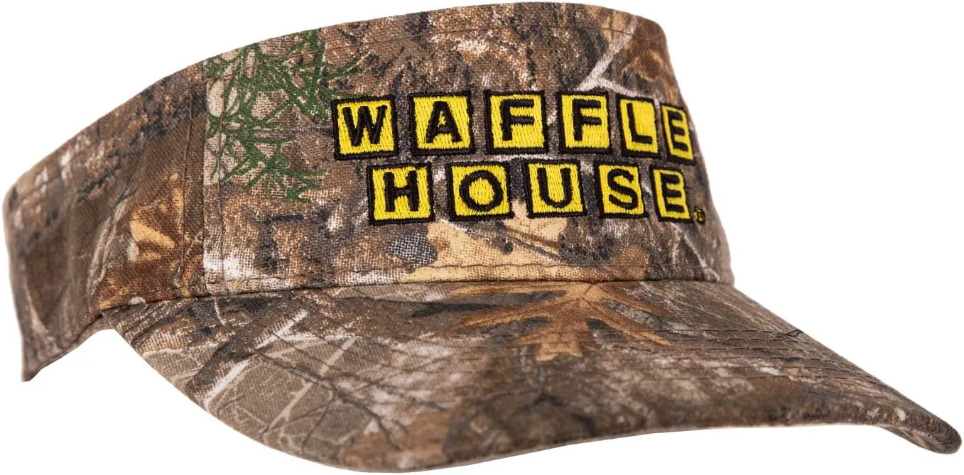 Realtree Color Camo Waffle House Embroidery Logo Visor | Adjustable Velcro Backing | Limited Edition for Men, Women and Kids