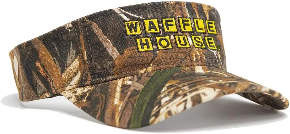 Realtree Color Camo Waffle House Embroidery Logo Visor | Adjustable Velcro Backing | Limited Edition for Men, Women and Kids