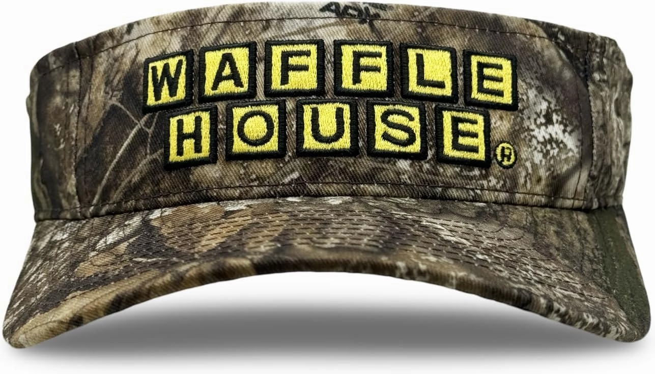 Realtree Color Camo Waffle House Embroidery Logo Visor | Adjustable Velcro Backing | Limited Edition for Men, Women and Kids