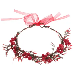 Red Berry Floral Crown for Weddings Brides and Bridesmaids Comfortable Lightweight Headpiece for Photography and Festive Celebrations Versatile Accessory for Travel