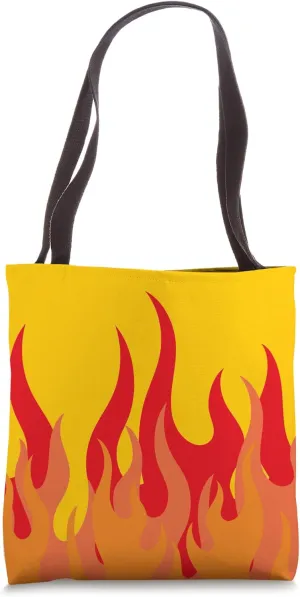 Red Flame Fire Pattern Psychedelic Aesthetic Tote Bag