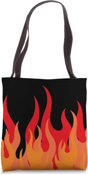 Red Flame Fire Pattern Psychedelic Aesthetic Tote Bag