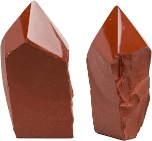 Red Jasper Crystal Points – (4 to 5 inches Height) Set of 2 Healing Stones for Meditation, Yoga, and Spiritual Practices – Natural Red Gemstones