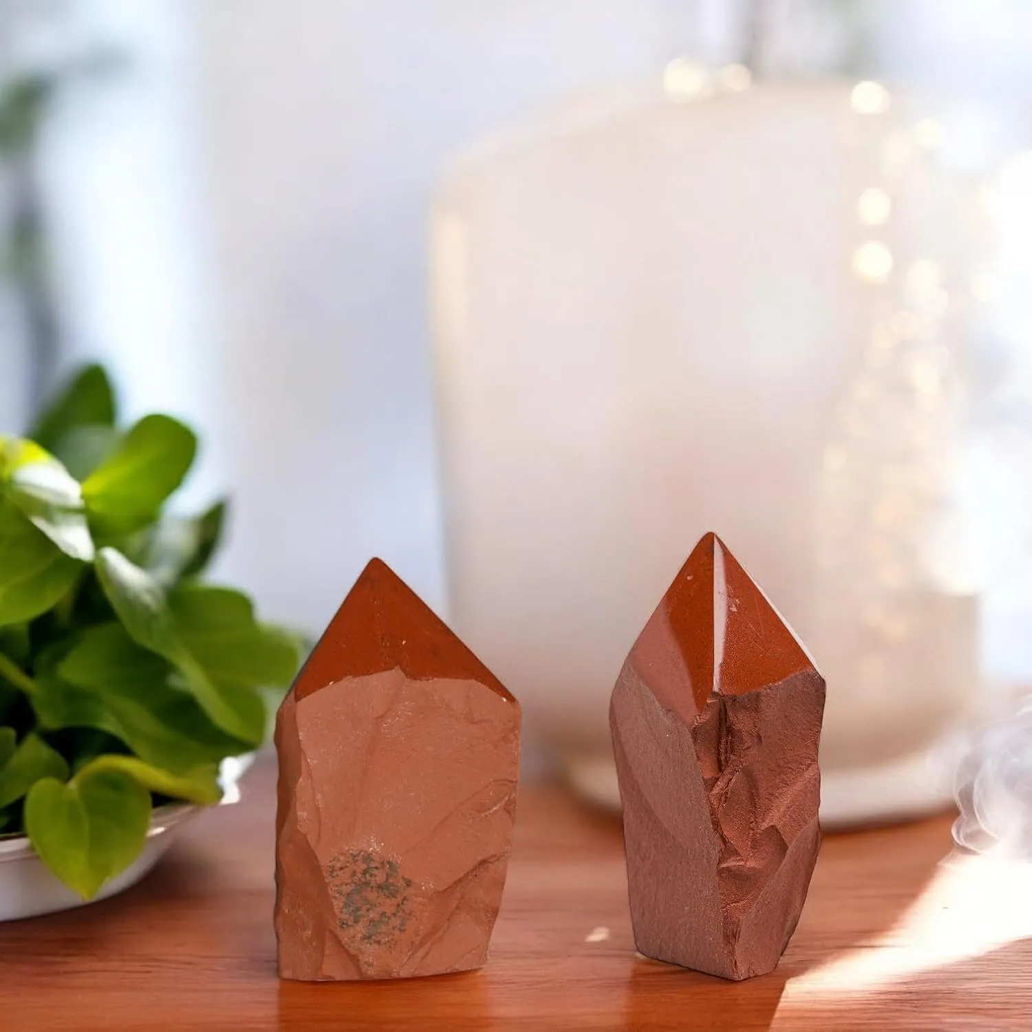 Red Jasper Crystal Points – (4 to 5 inches Height) Set of 2 Healing Stones for Meditation, Yoga, and Spiritual Practices – Natural Red Gemstones