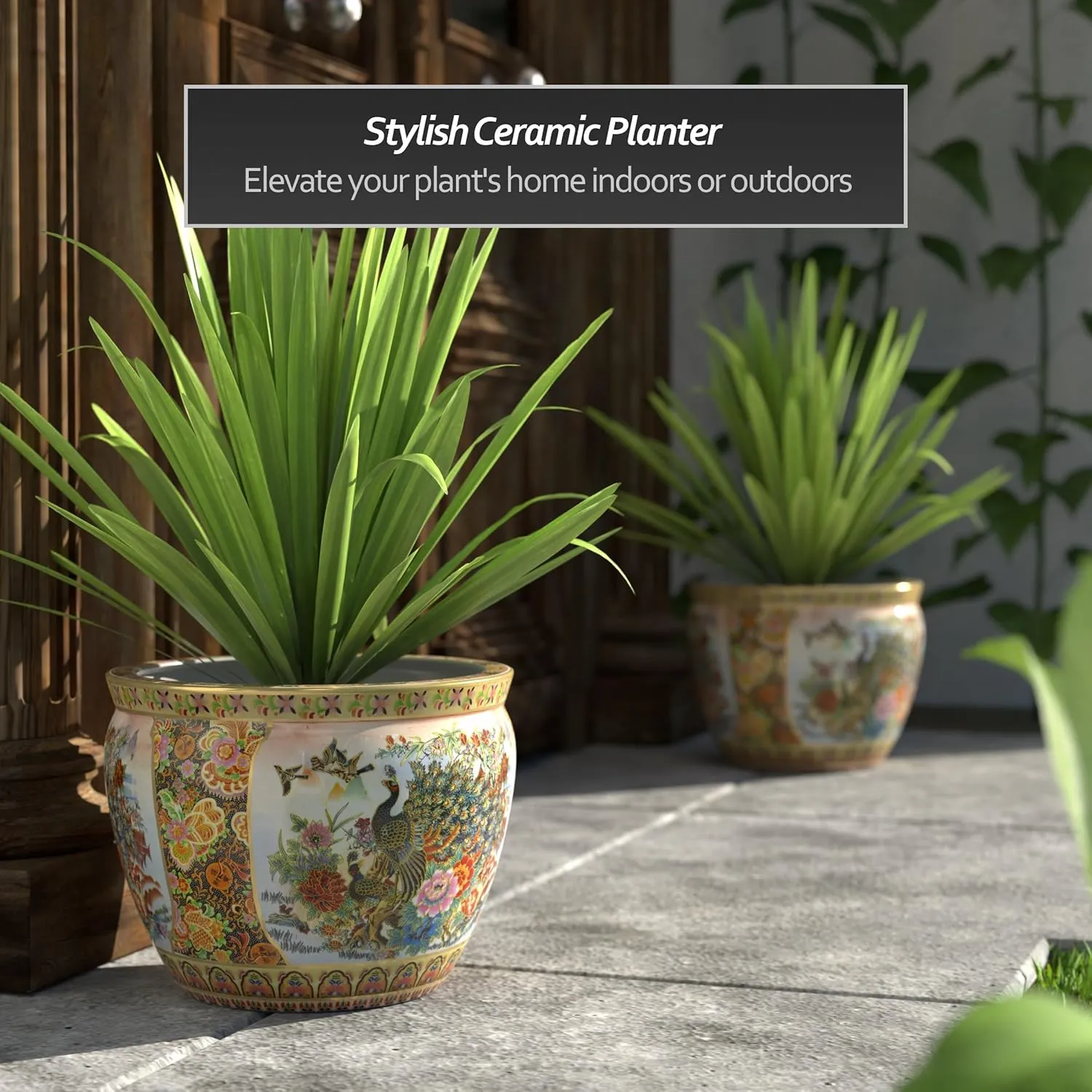 Red Lantern 14" Satsuma Porcelain Fishbowl Planter