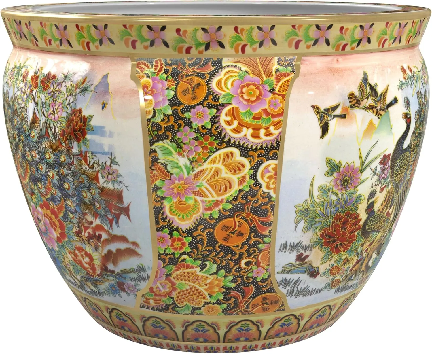Red Lantern 14" Satsuma Porcelain Fishbowl Planter