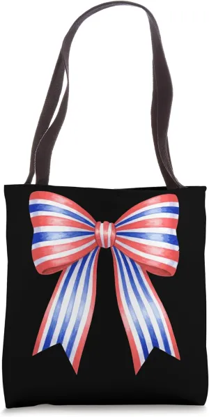 Red White Blue Ribbon Bow Patriotic Theme Tote Bag