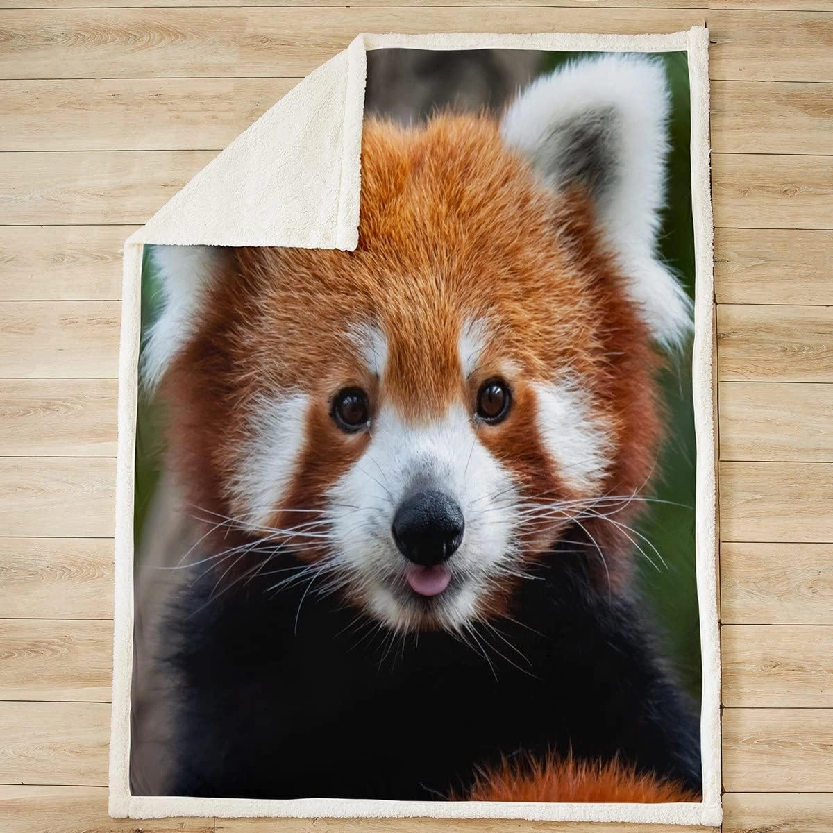 Red Panda Sherpa Blanket Cute Fleece Throw Blanket for Kids Boys Girls Wild Animal Decor Plush Jungle Wildlife Style for Sofa Bed Couch,Queen 90x90 Inches