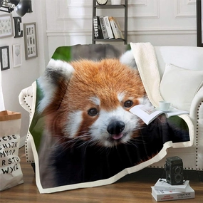 Red Panda Sherpa Blanket Cute Fleece Throw Blanket for Kids Boys Girls Wild Animal Decor Plush Jungle Wildlife Style for Sofa Bed Couch,Queen 90x90 Inches