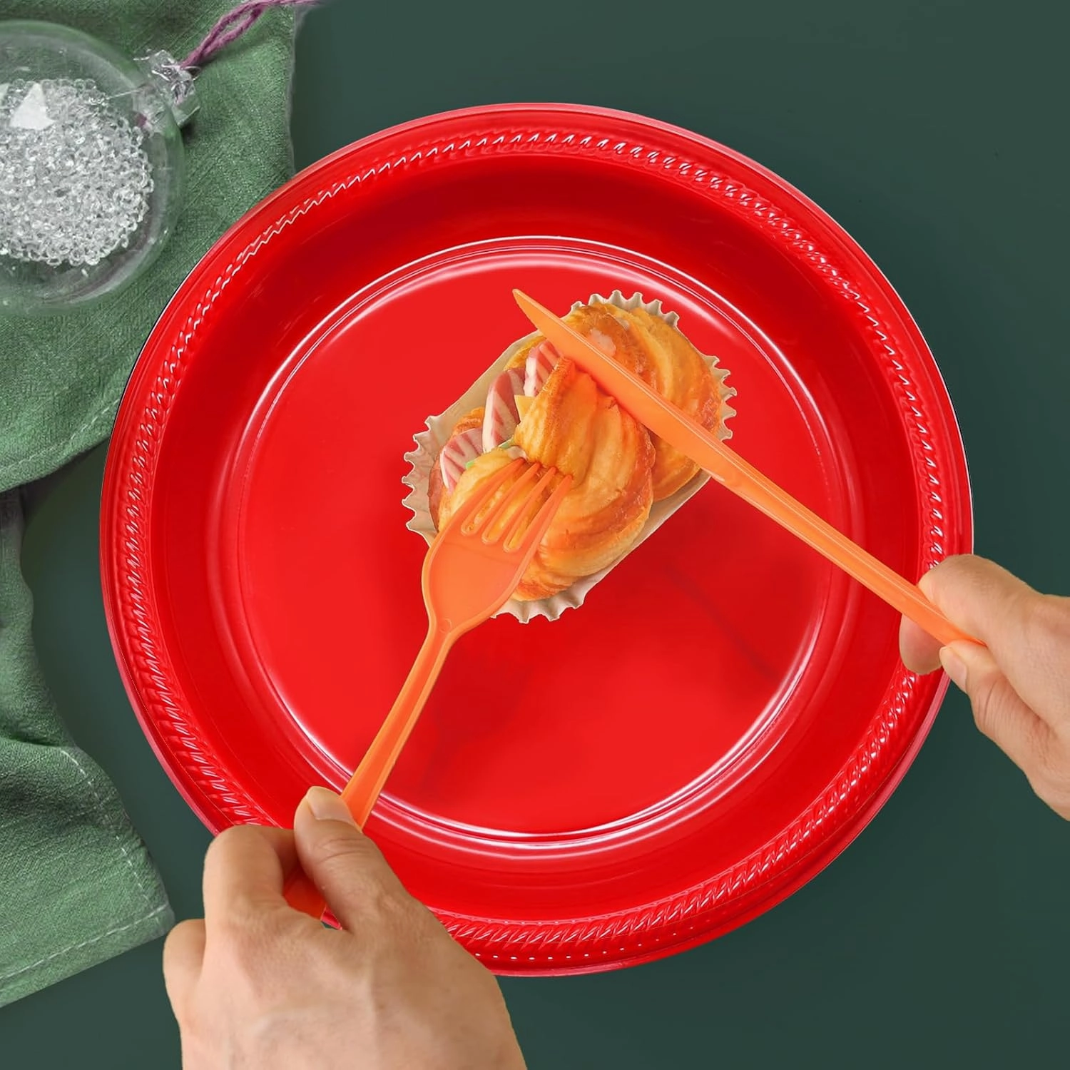 Red Plastic Plates Disposable 10 inch | 50 PCS Red Disposable Plates for Party, Picnic, Birthday, Graduation Party Patriotic Day