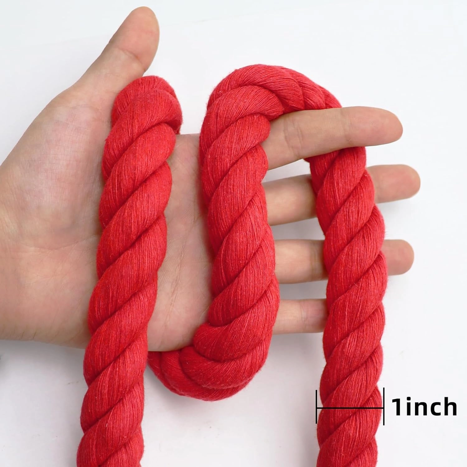 Red Rope 1 inch x 100 feet - Thick Cotton Rope for Swing Hanging Landscaping Tug of War