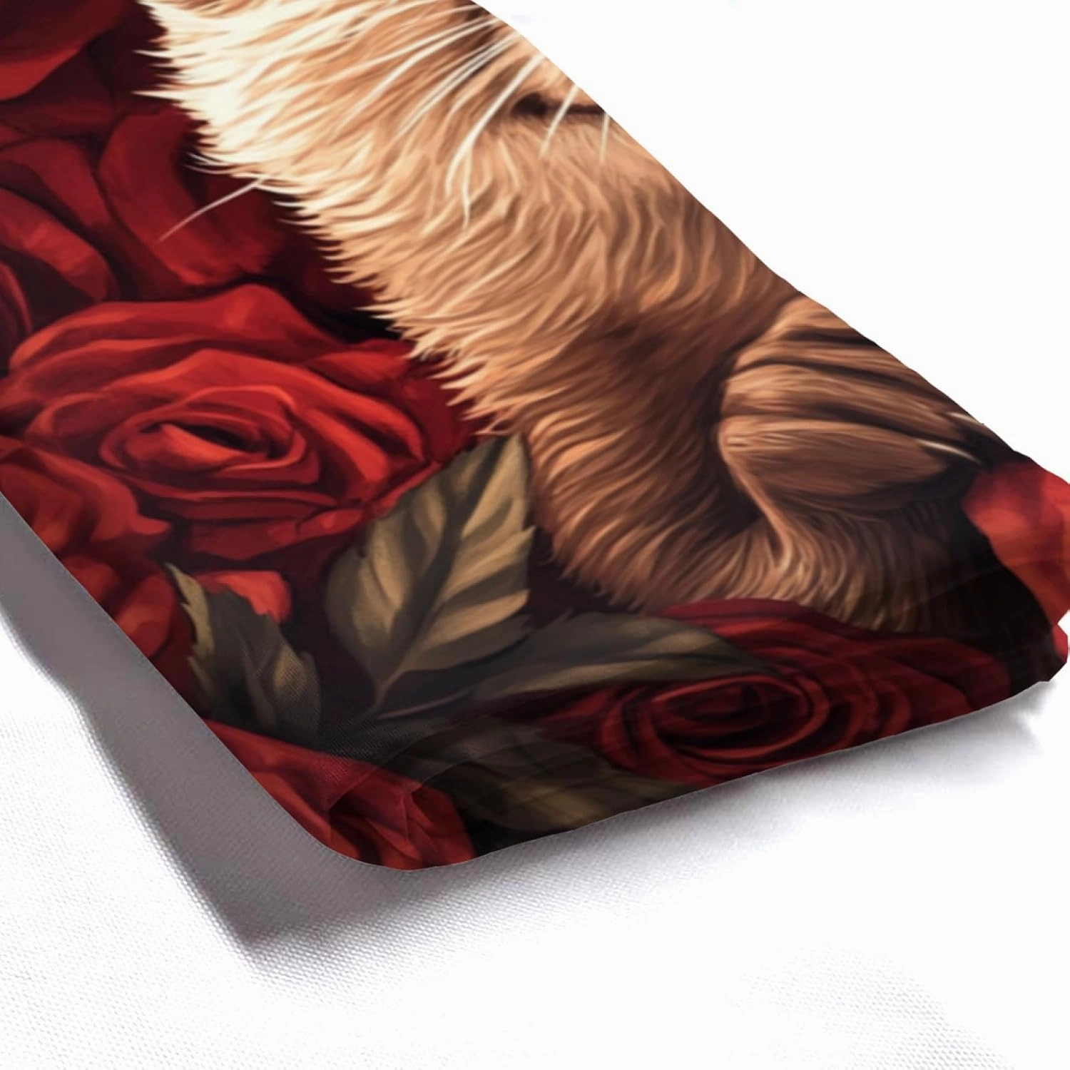 Red Rose Shower Curtain, Cute Otter Big Rose Floral Shower Curtain for Bathroom Decor, 72 x 72 Inch Bathroom Curtain with 12 Hooks