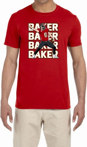 Red Tampa Bay Baker Mayfield Text Pic T-Shirt