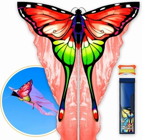 Red Tulle Butterfly Kite for Kids & Adults ，Easy to Fly Outdoor Fun Sports Beach Kids Children Outdoor Toys Kites (Tulle Butterfly-red)