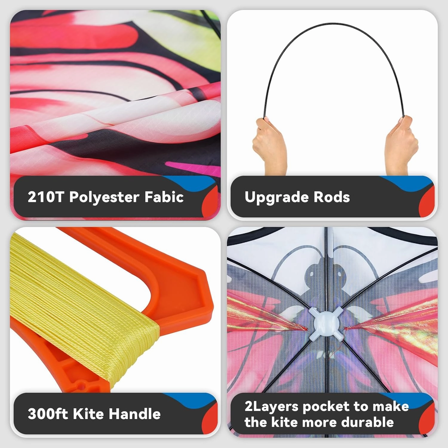 Red Tulle Butterfly Kite for Kids & Adults ，Easy to Fly Outdoor Fun Sports Beach Kids Children Outdoor Toys Kites (Tulle Butterfly-red)