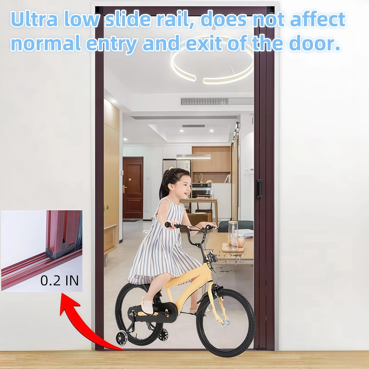 Retractable Screen Door,No-Drilling Folding Screen Door for Single or Double Door,Low-Profile Tracks Sliding Door with Aluminum Frame,Keeping Insects Out,Custom Size (Rich Gold)