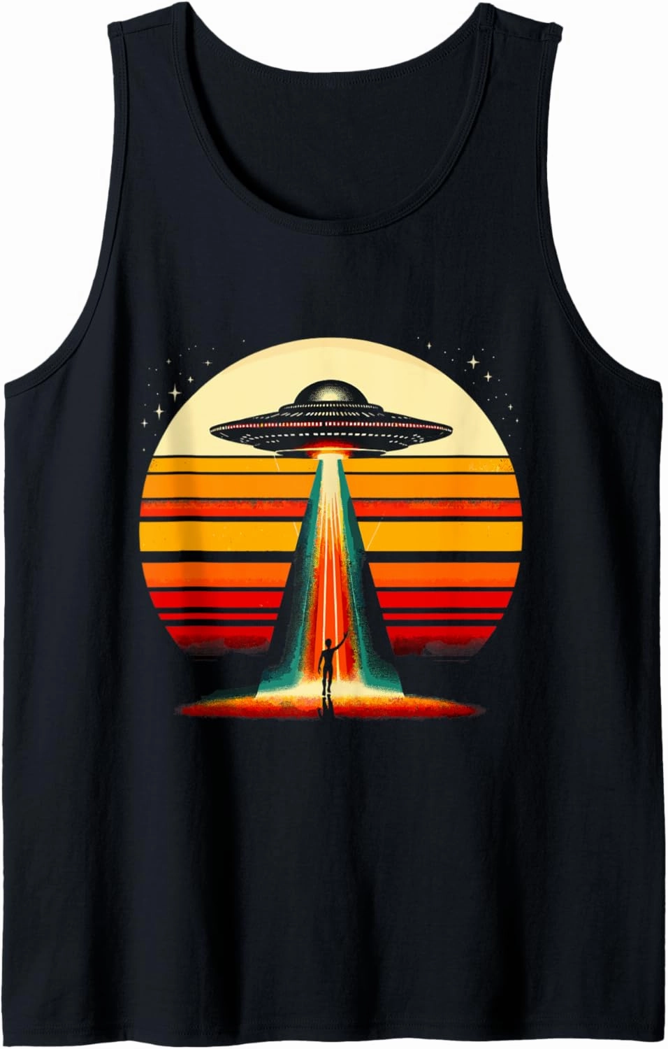 Retro Alien Abduction - Vintage Sci-Fi Sunset Tank Top
