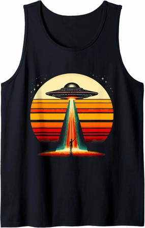 Retro Alien Abduction - Vintage Sci-Fi Sunset Tank Top